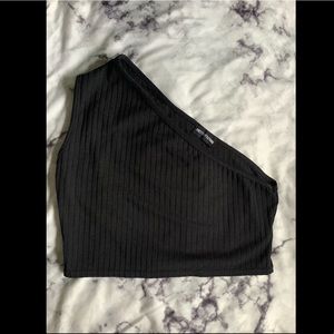 Black One Shoulder Crop Top